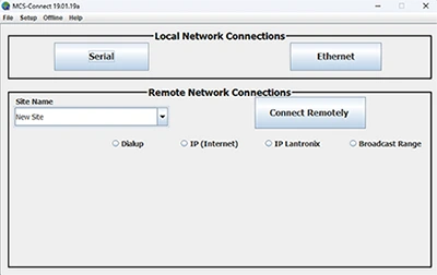 MCS-Connect main screen